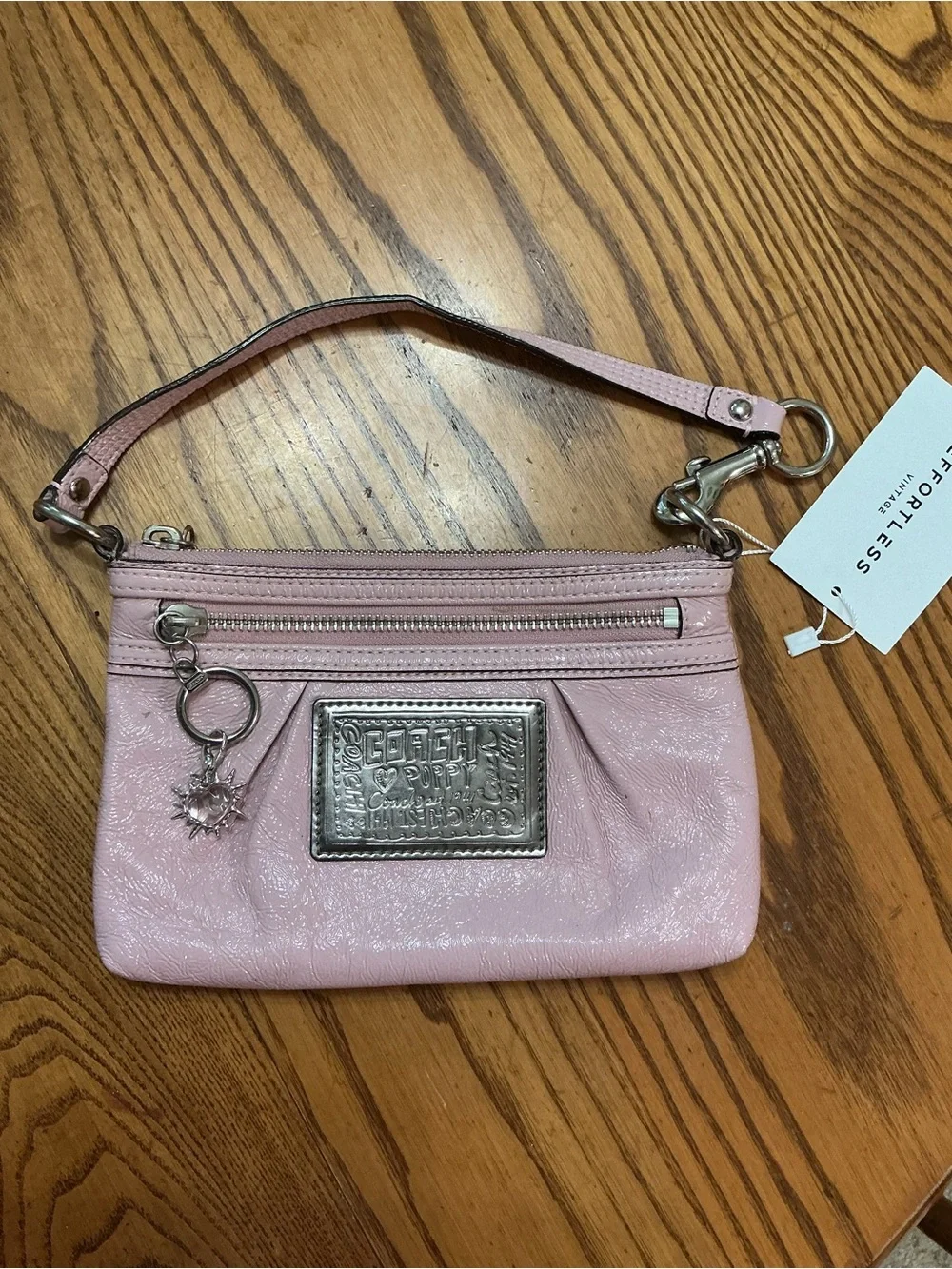 Coach Pink Leather  with Silver Plaque bag